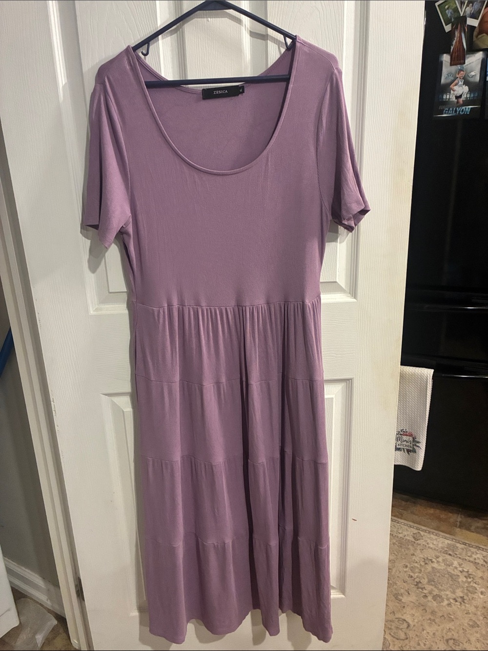 Zenobia Lavender Scoop-Neck Tiered Midi Dress